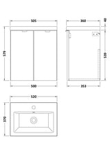 Hudson Reed Fusion 500mm 2-Door Wall Hung Unit & Basin