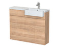 Hudson Reed Fusion 1100mm Bleached Oak Combination Unit with Right Hand Semi Recessed Basin