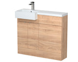 Hudson Reed Fusion 1000mm Bleached Oak Left Hand Combination Unit with Semi Recessed Basin