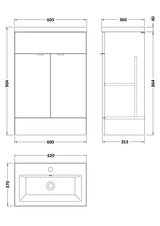 Hudson Reed Fusion 600mm Pebble Grey Vanity Unit & Basin
