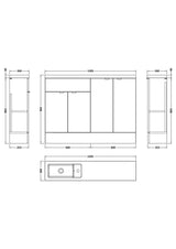 Hudson Reed Fusion 1205mm Compact Pebble Grey Combination Vanity Unit
