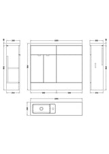 Hudson Reed Fusion 1000mm Pebble Grey Compact Combination Vanity & Toilet Unit