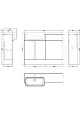 Hudson Reed Fusion 1100mm Pebble Grey Left Hand Semi Recessed Combination Unit with Soft Close Doors & Handles