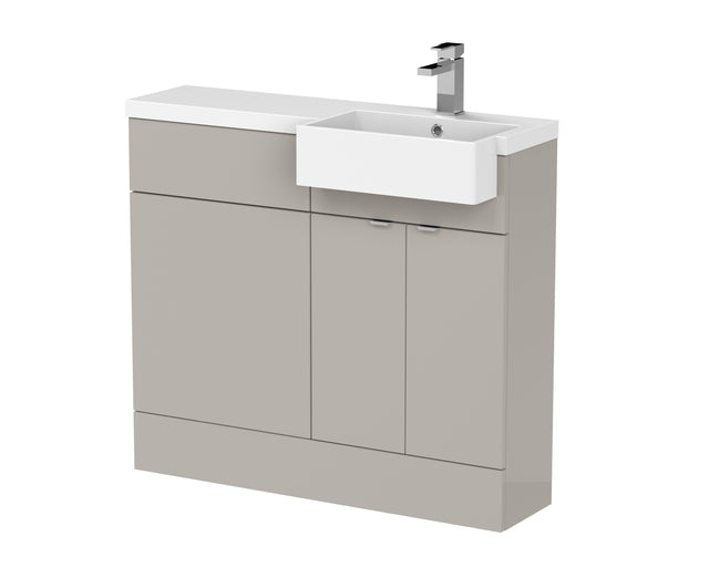 Hudson Reed Fusion 1000mm Pebble Grey Combination Unit with Right Hand Semi Recessed Basin & Soft Close