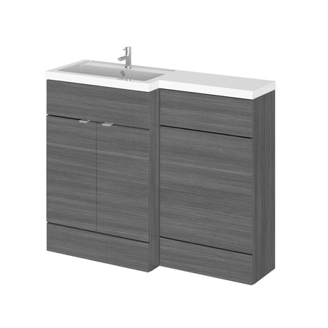 Hudson Reed Fusion 1100mm Anthracite Woodgrain Floor Standing 2 Door Left Hand Vanity Basin & Toilet Combination