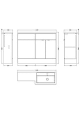 Hudson Reed Fusion 1100mm Floor Standing 2 Door Vanity Basin & Right Hand Toilet Combination