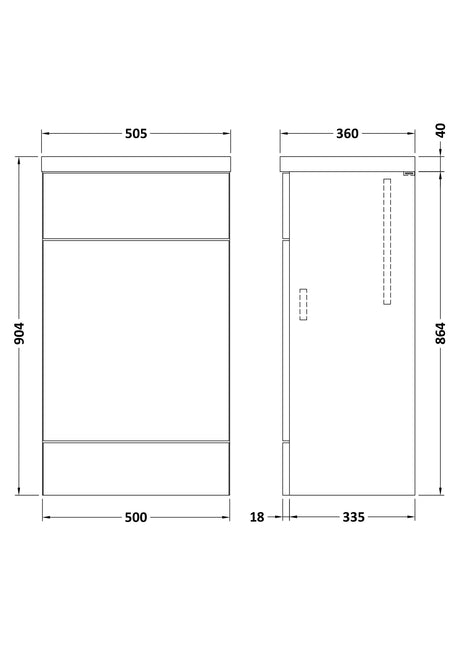 Hudson Reed Fusion 500mm Anthracite Woodgrain Toilet Unit & Top