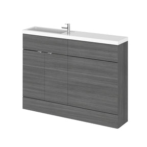 Hudson Reed Fusion 1200mm Anthracite Woodgrain Floor Standing 2 Door Basin & Toilet Combination Unit