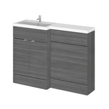 Hudson Reed Fusion 1200mm Anthracite Woodgrain Floor Standing Left Hand Vanity Basin & Toilet Combination