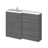 Hudson Reed Fusion 1200mm Anthracite Woodgrain Floor Standing 2 Door Left Hand Vanity Basin Combination
