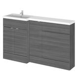 Hudson Reed Fusion 1505mm Anthracite Woodgrain Floor Standing 2 Door Vanity Basin & Left Hand Toilet Combination Unit