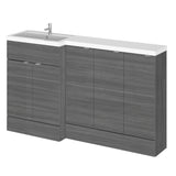 Hudson Reed Fusion 1500mm Anthracite Woodgrain Floor Standing 5 Door Left Hand Vanity Basin Combination