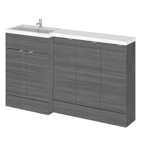 Hudson Reed Fusion 1500mm Anthracite Woodgrain Floor Standing 5 Door Left Hand Vanity Basin Combination