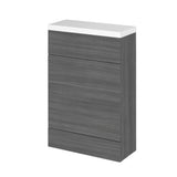 Hudson Reed Fusion 600mm Anthracite Woodgrain Compact Floor Standing Toilet Unit with Polymarble Top
