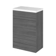 Hudson Reed Fusion 600mm Anthracite Woodgrain Floor Standing Toilet Unit With Polymarble Top
