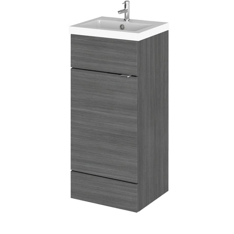 Hudson Reed Fusion 400mm Anthracite Woodgrain Floor Standing 1 Door Vanity Unit & Basin