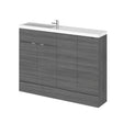 Hudson Reed Fusion 1205mm Anthracite Woodgrain Floor Standing 2 Door Vanity Basin Combination Unit