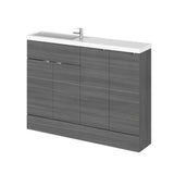 Hudson Reed Fusion 1205mm Anthracite Woodgrain Floor Standing 2 Door Vanity Basin Combination Unit