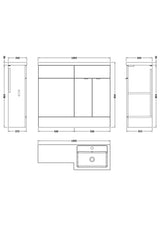Hudson Reed Fusion 1000mm Floor Standing 2 Door Right Hand Vanity Basin & Toilet Combination