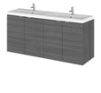 Hudson Reed Fusion 1200mm Wall Hung 2 Door Vanity Unit & Twin Ceramic Basin