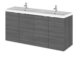 Hudson Reed Fusion 1200mm Wall Hung 2 Door Vanity Unit & Twin Ceramic Basin