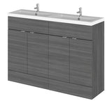 Hudson Reed Fusion 1200mm Floor Standing Vanity Unit with Twin Polymarble Basin