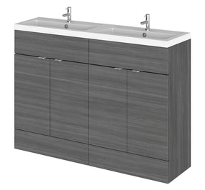 Hudson Reed Fusion 1200mm Floor Standing Vanity Unit with Twin Polymarble Basin