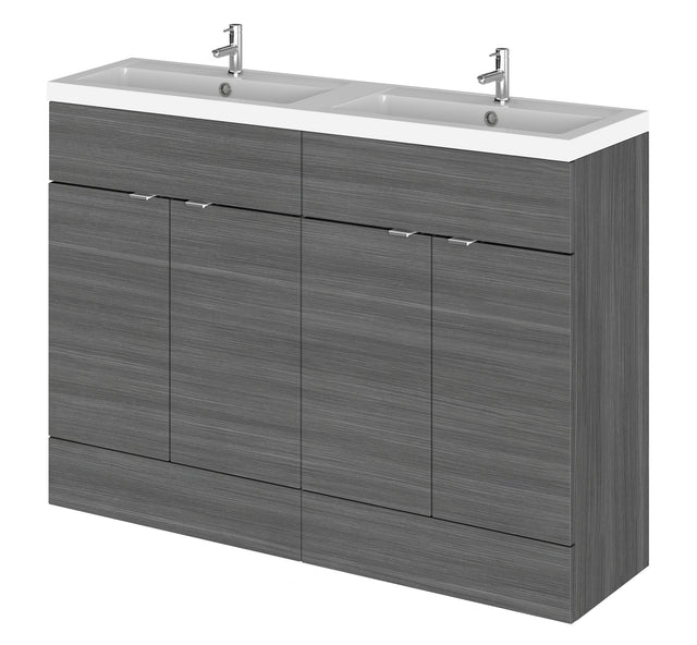 Hudson Reed Fusion 1200mm Floor Standing Vanity Unit with Twin Polymarble Basin