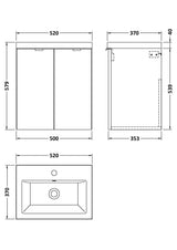 Hudson Reed Fusion 500mm Anthracite Woodgrain Wall Hung 2 Door Vanity Unit With Ceramic Basin