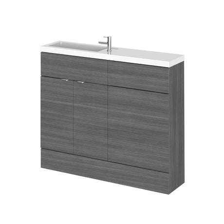 Hudson Reed Fusion 1000mm Anthracite Woodgrain Floor Standing Vanity Unit & Toilet Combination With Handles