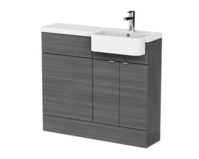 Hudson Reed Fusion 1000mm Anthracite Woodgrain Floor Standing Vanity Toilet Combo with Soft Close Doors