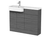 Hudson Reed Fusion 1100mm Anthracite Woodgrain Floor Standing Vanity & Toilet Unit with Semi Recessed Basin