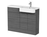 Hudson Reed Fusion 1100mm Floor Standing 2 Door Vanity Unit & Toilet with Right Hand Semi Recessed Basin Soft Close