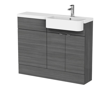 Hudson Reed Fusion 1100mm Floor Standing 2 Door Vanity Unit & Toilet with Right Hand Semi Recessed Basin Soft Close