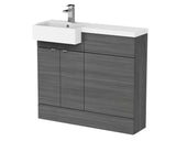 Hudson Reed Fusion 1005mm Anthracite Woodgrain Floor Standing Vanity Unit & Toilet Combination with Basin