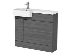 Hudson Reed Fusion 1005mm Anthracite Woodgrain Floor Standing Vanity Unit & Toilet Combination with Basin