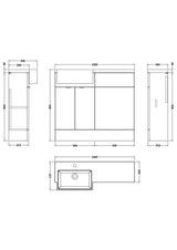 Hudson Reed Fusion 1005mm Anthracite Woodgrain Floor Standing Vanity Unit & Toilet Combination with Basin