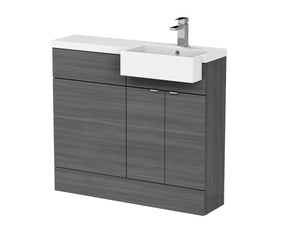 Hudson Reed Fusion 1000mm Floor Standing 2 Door Vanity & Toilet Combination with Right Hand Semi Recessed Basin