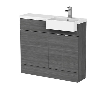 Hudson Reed Fusion 1000mm Floor Standing 2 Door Vanity & Toilet Combination with Right Hand Semi Recessed Basin