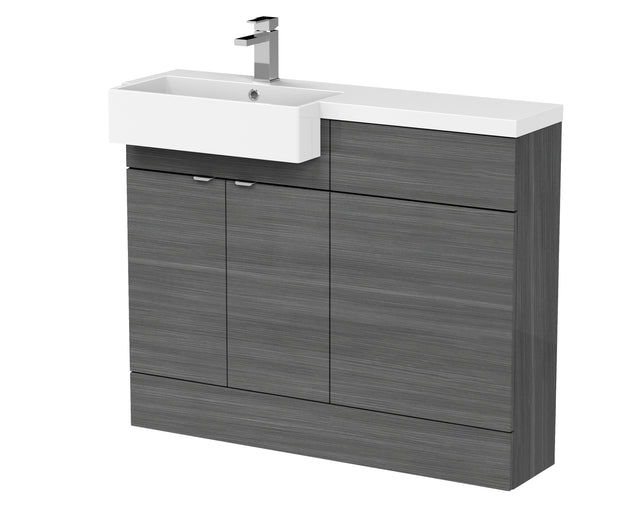 Hudson Reed Fusion 1100mm 2 Door Vanity & Toilet Combination with Left Hand Semi Recessed Basin