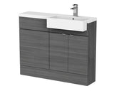 Hudson Reed Fusion 1105mm Floor Standing 2 Door Vanity Toilet & Right Hand Basin Combination