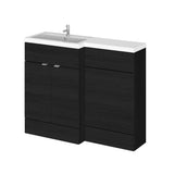 Hudson Reed Fusion Charcoal Black 1100mm Floor Standing Left Hand Basin & Toilet Combination With Handles