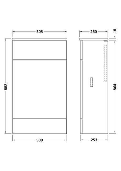 Hudson Reed Fusion 500mm Charcoal Black Floor Standing Toilet Unit with Coordinating Top