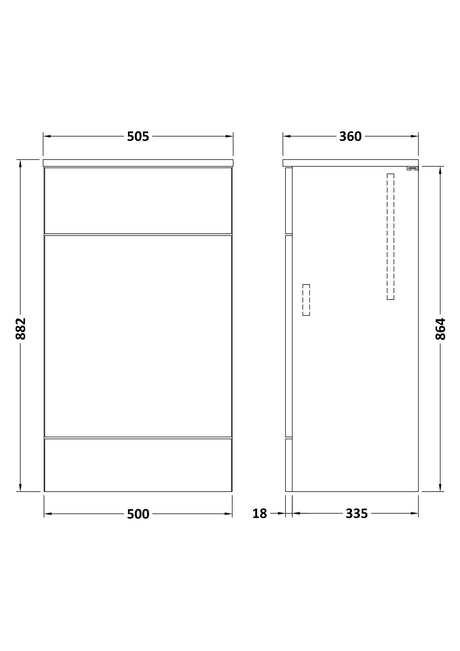 Hudson Reed Fusion 500mm Charcoal Black Floor Standing Toilet Unit With Coordinating Top