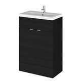 Hudson Reed Fusion 600mm Charcoal Black Floor Standing 2 Door Vanity Unit With Basin