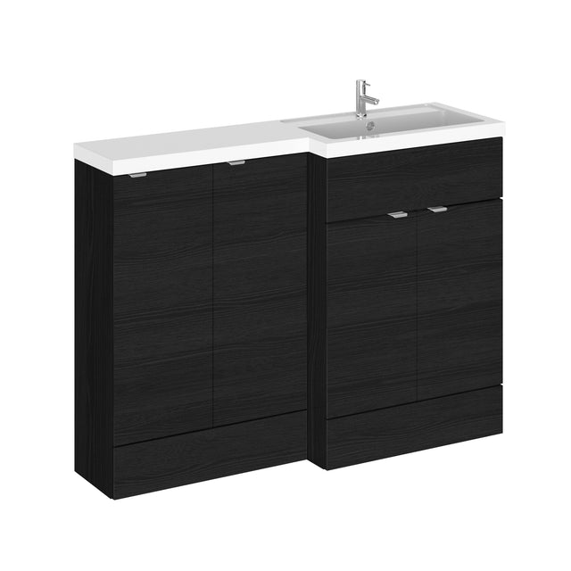 Hudson Reed Fusion 1205mm Charcoal Black Floor Standing 2 Door Vanity Basin Combination Unit With Handles With Overflow