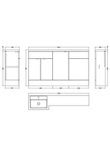Hudson Reed Fusion 1500mm Charcoal Black Left Hand Floor Standing 2 Door Vanity Basin & Toilet Combination