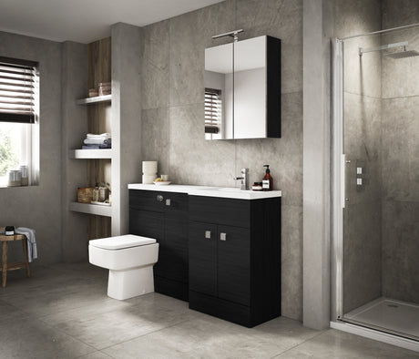 Hudson Reed Fusion Charcoal Black 1100mm Floor Standing Left Hand Basin & Toilet Combination With Handles