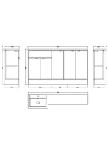 Hudson Reed Fusion 1500mm Charcoal Black 2 Door Floor Standing Left Hand Vanity Basin Combination