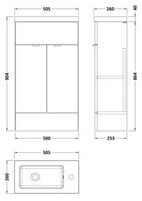 Hudson Reed Fusion Compact 500mm Floor Standing 2 Door Vanity Unit & Polymarble Basin